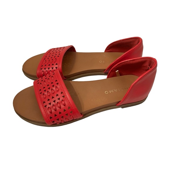 Andiamo Red Open Cutwork Peep Toe Flat Shoes Size 5 1/2 M - Picture 5 of 7